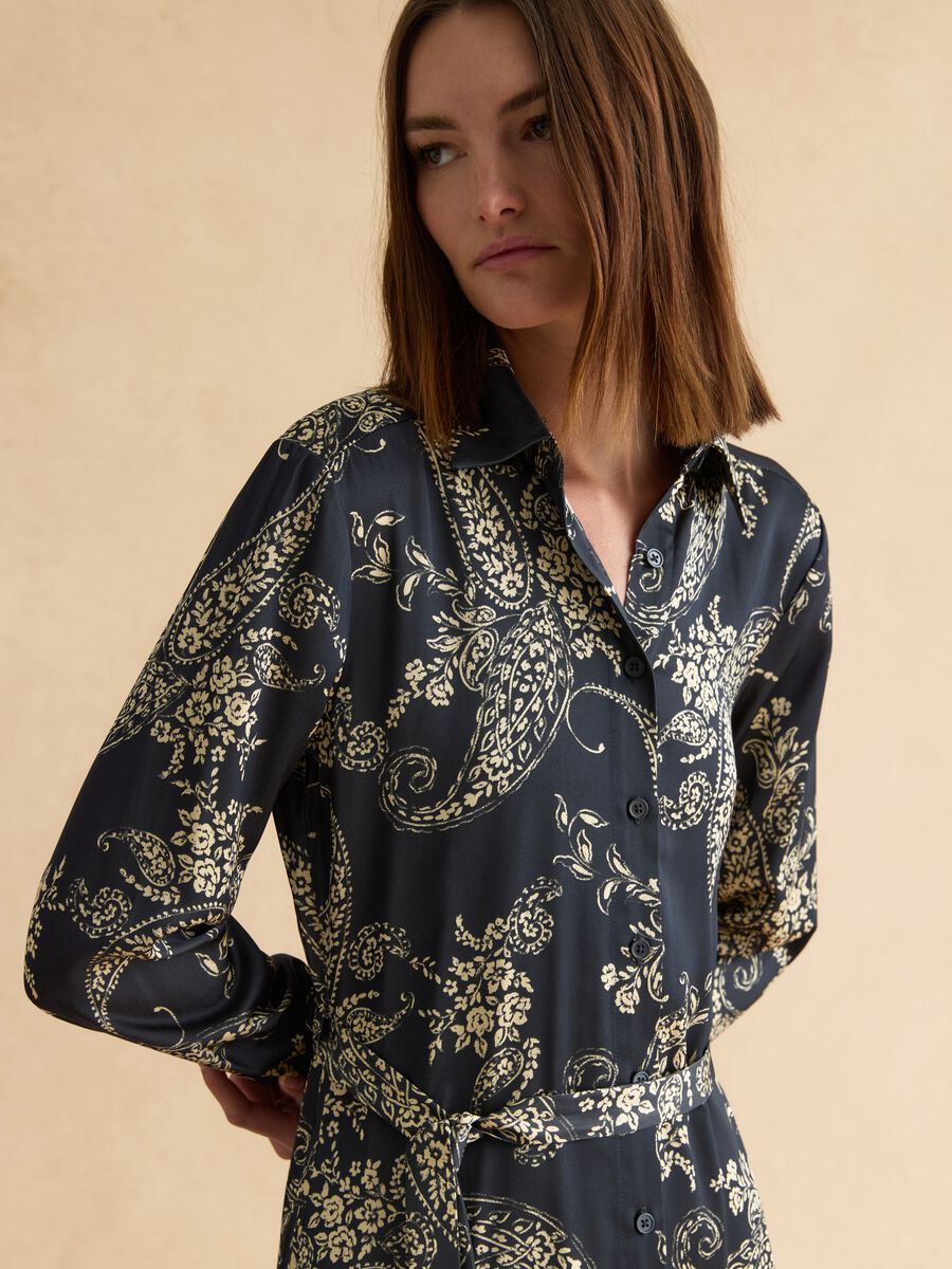 Chemisier in misto viscosa multicolor regular fit con motivo floreale_1