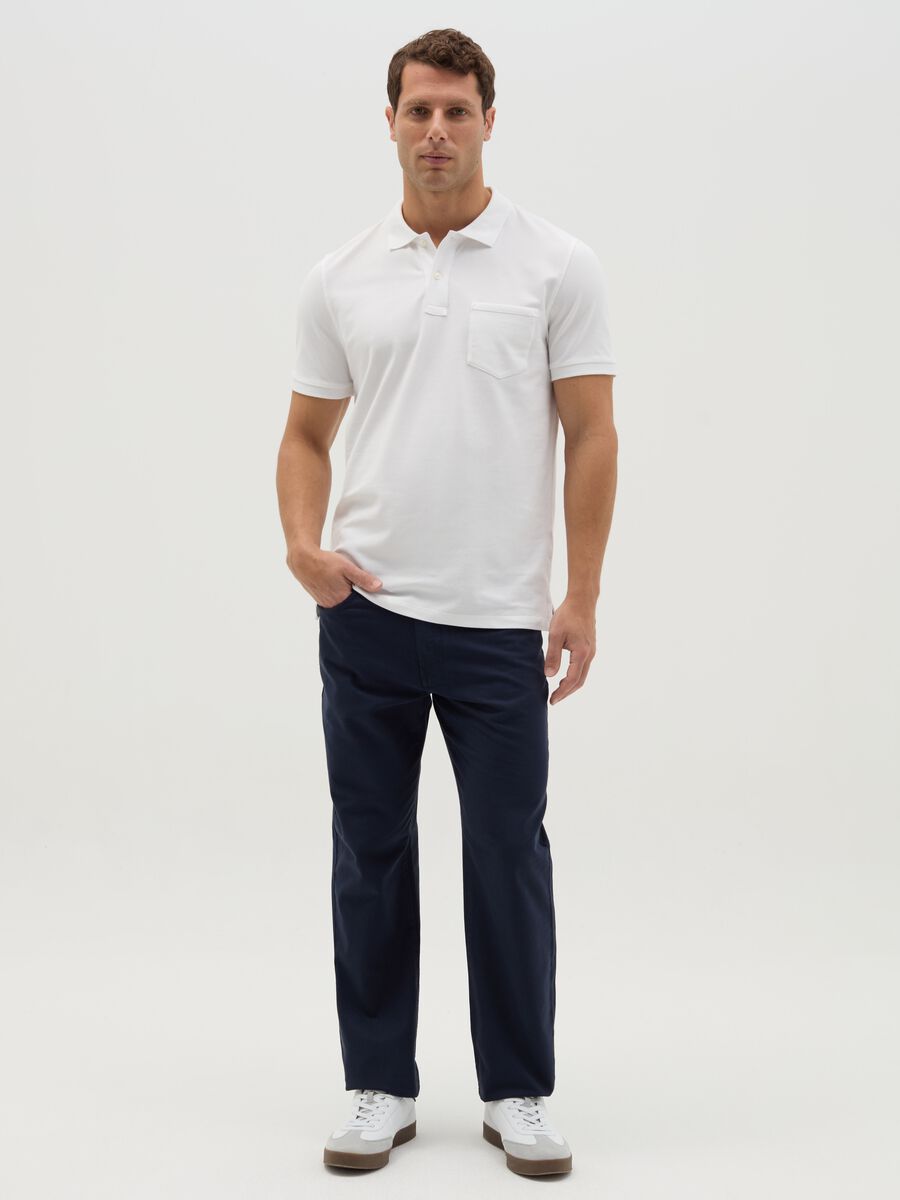 Stretch cotton polo shirt with pocket_1