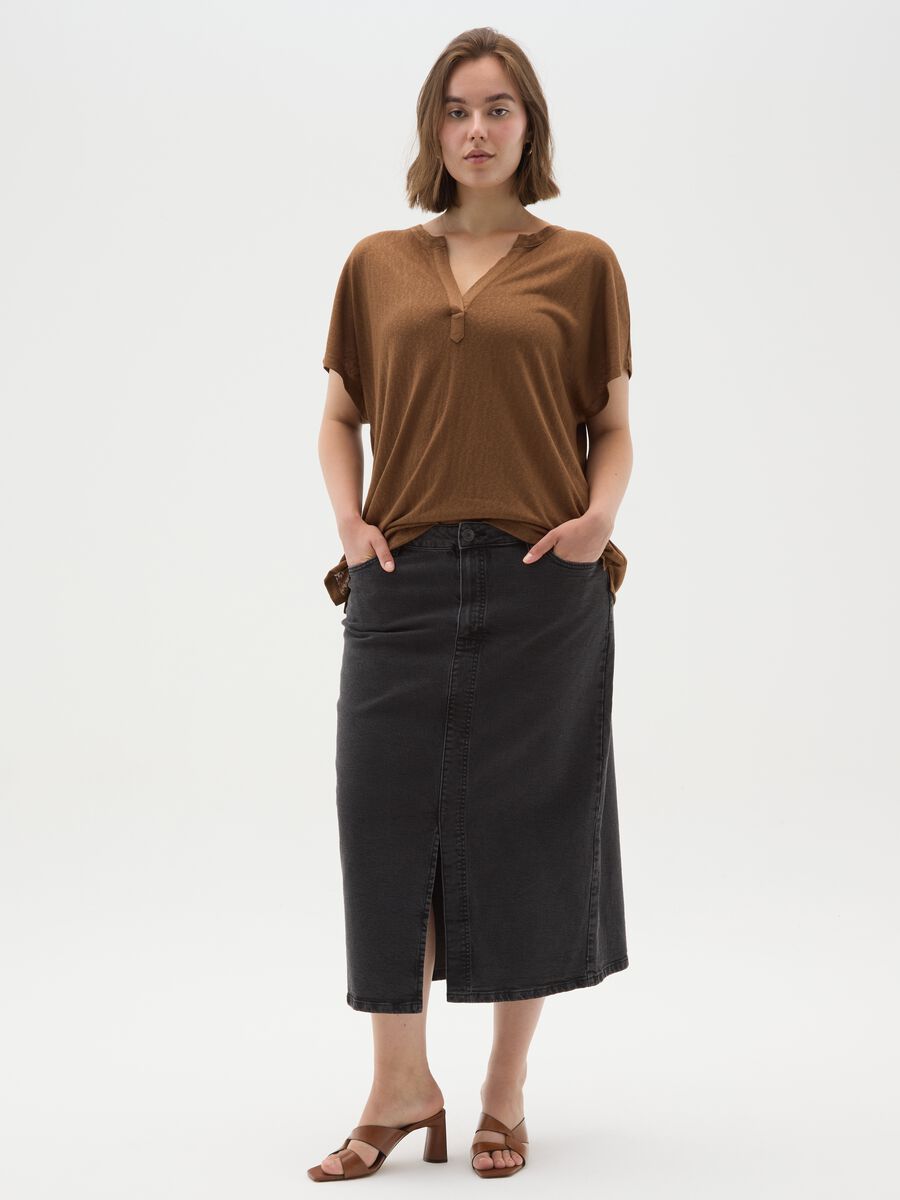 Regular fit women's brown mixed top_2