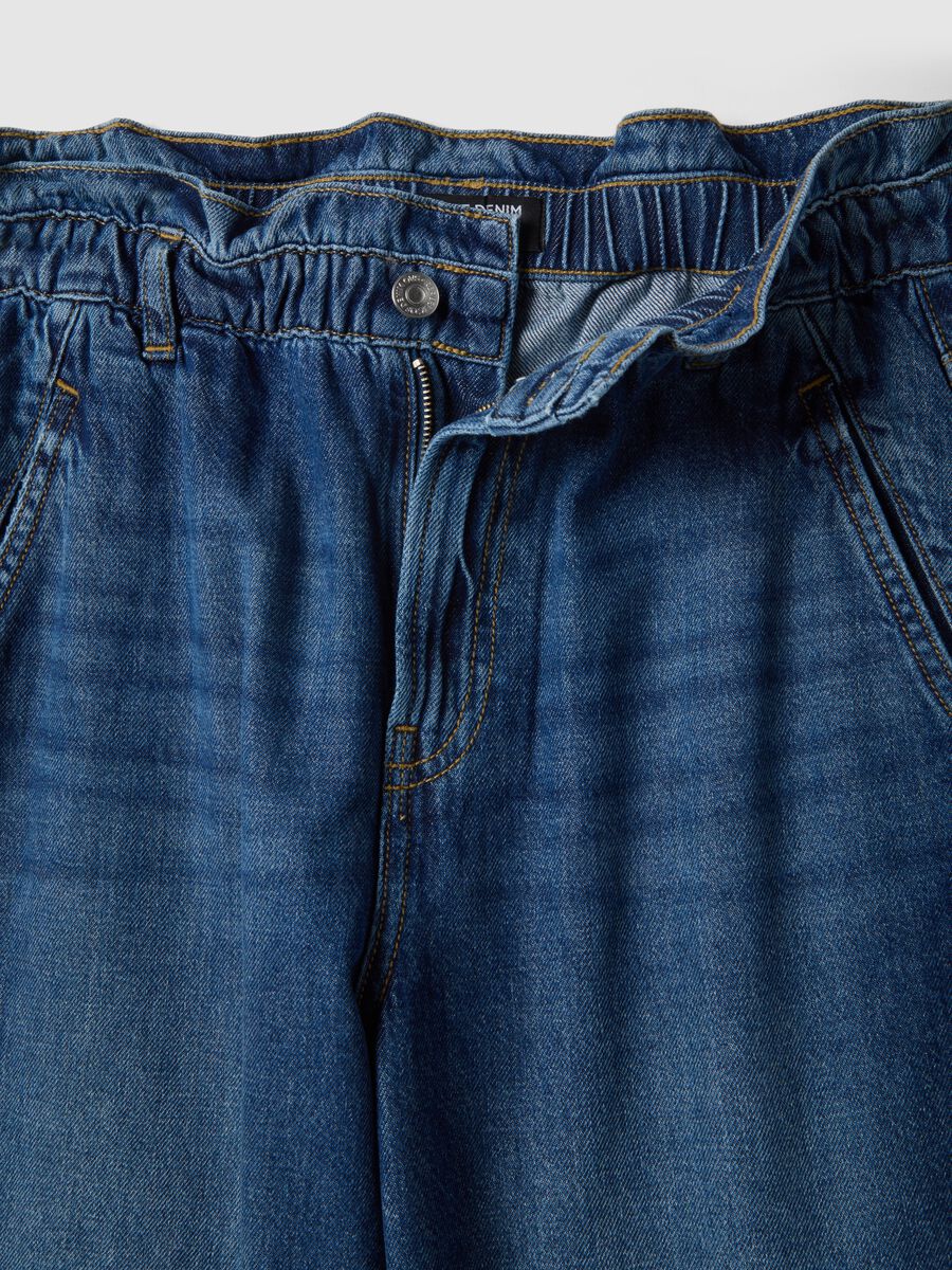 Pantaloni baggy in puro cotone blu_5