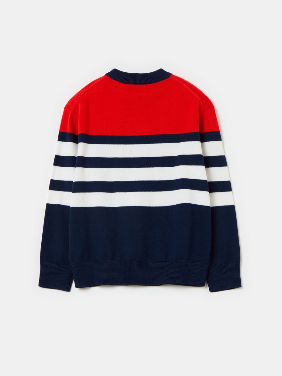 Pullover with round neck and striped design_1