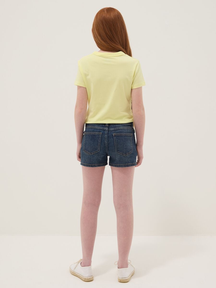 Shorts denim blu in misto cotone elasticizzato da ragazza slim fit_1