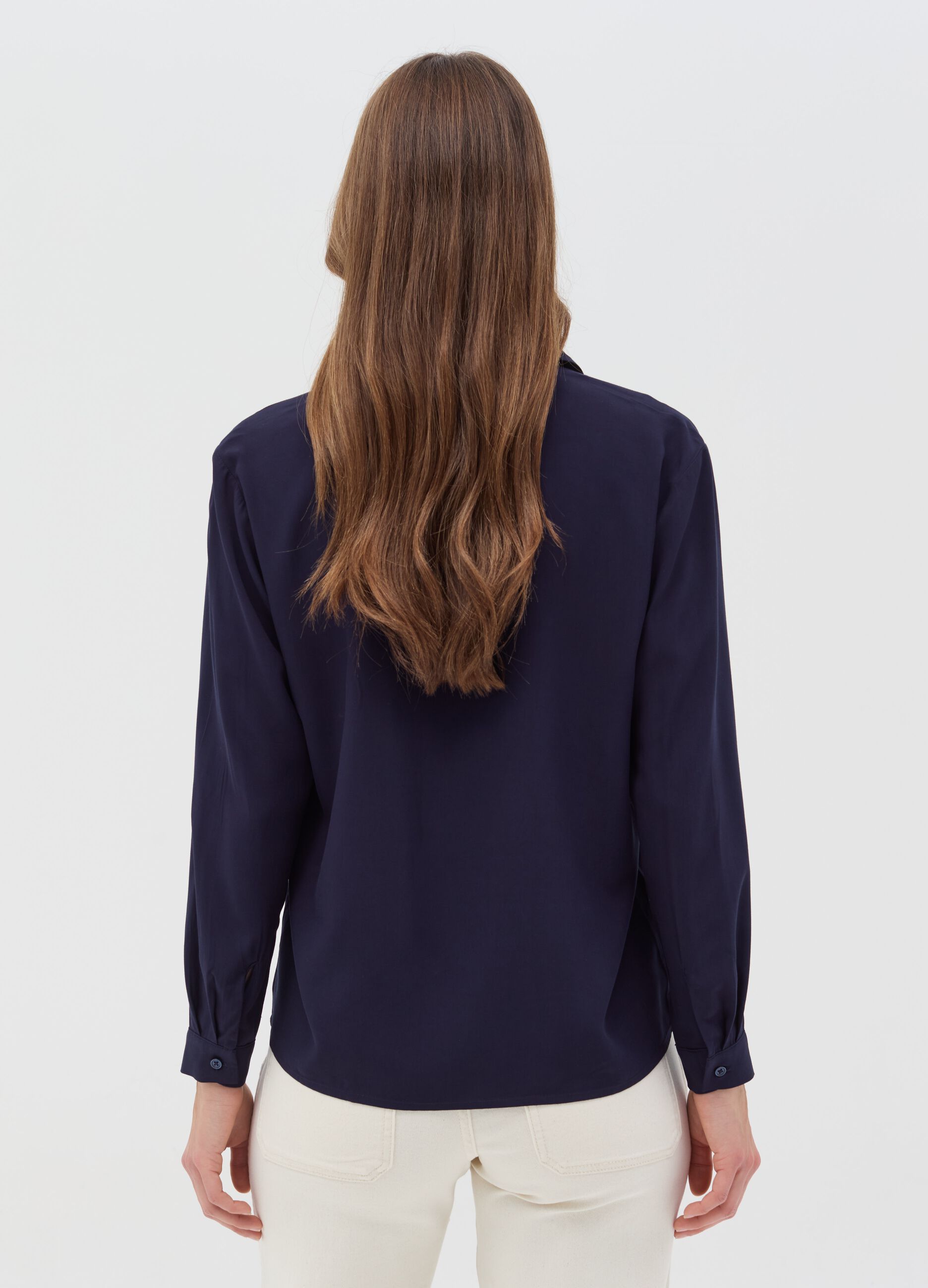 Viscose blouse with V neck