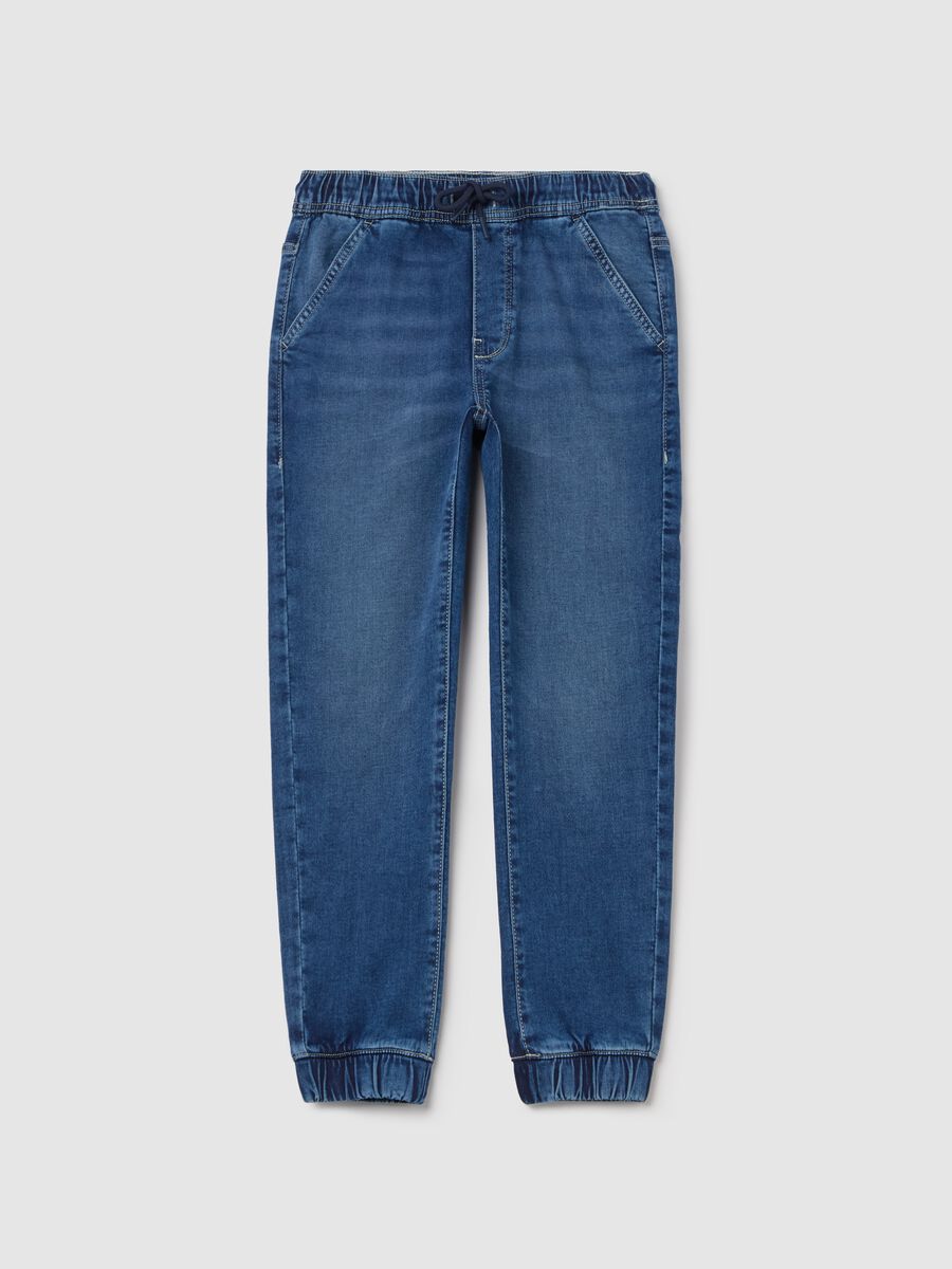 Joggers in denim con coulisse _0
