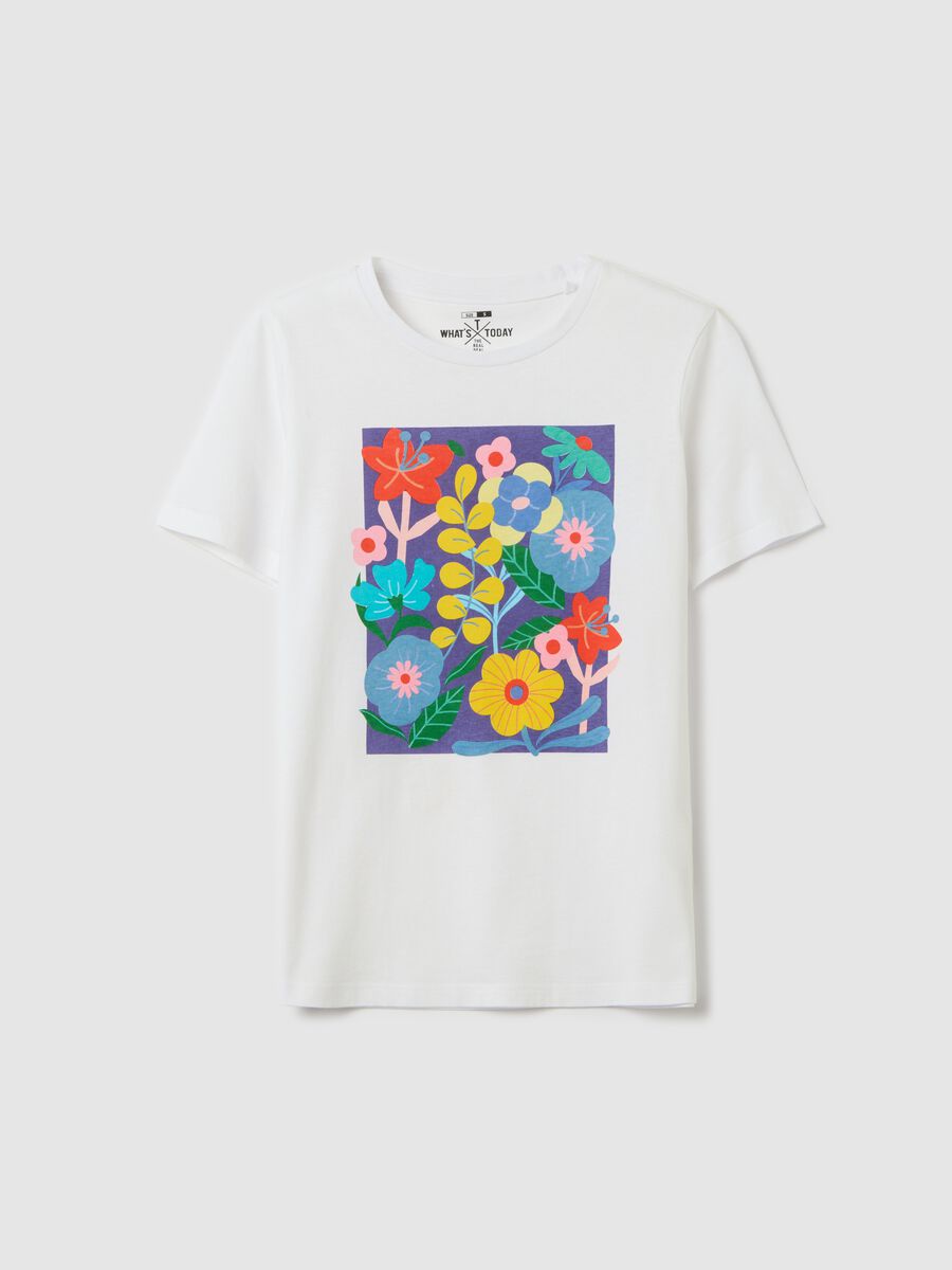White cotton floral pattern T-shirt by Ovs_4