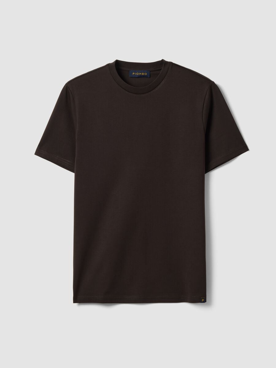 T-shirt girocollo marrone in puro cotone Supima regular fit_0
