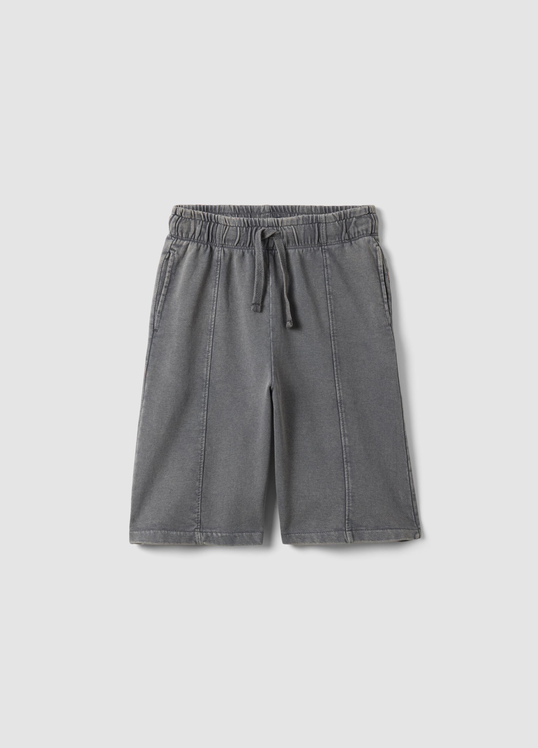 Grey pure cotton comfort fit shorts for boys