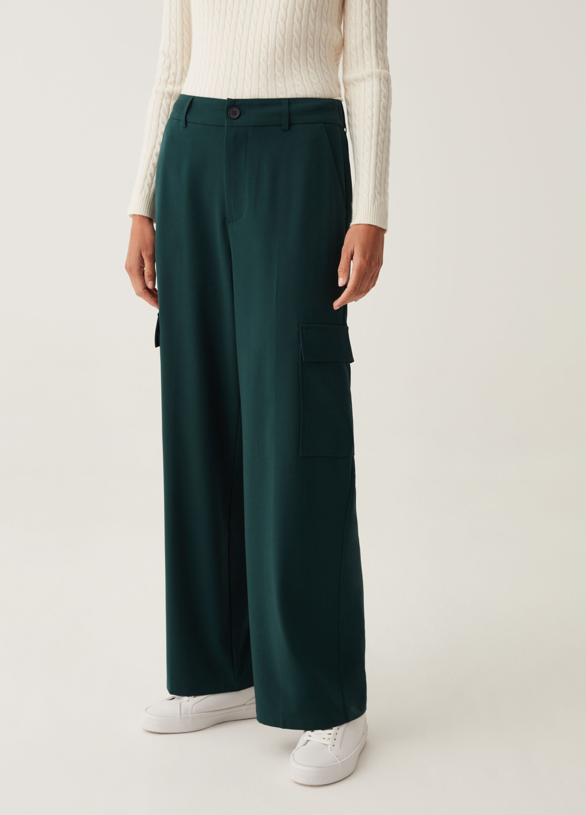 Pantalone cargo wide leg Verde ottanio da Donna OVS