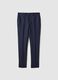 Slim fit blue pure linen trousers_0