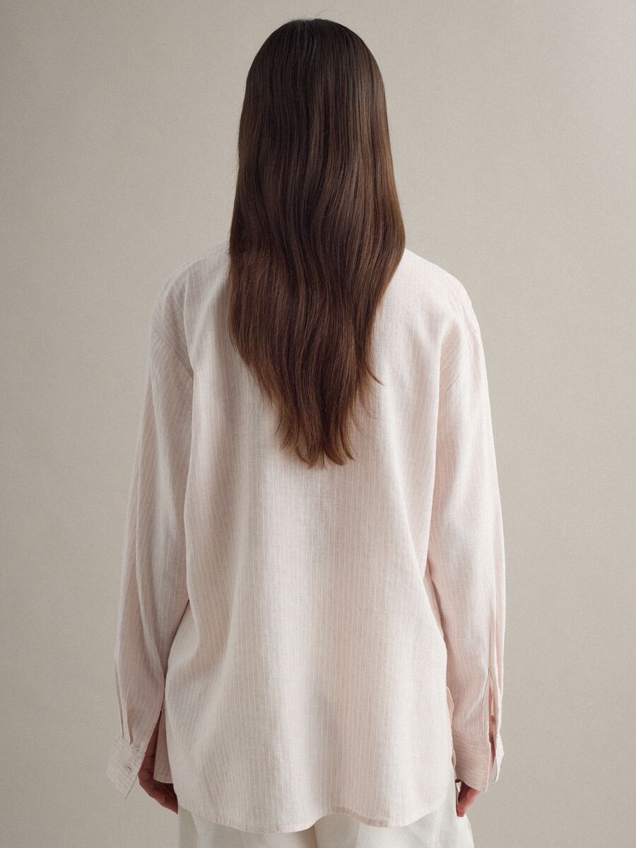 Camicia in misto lino a righe multicolor regular fit_3