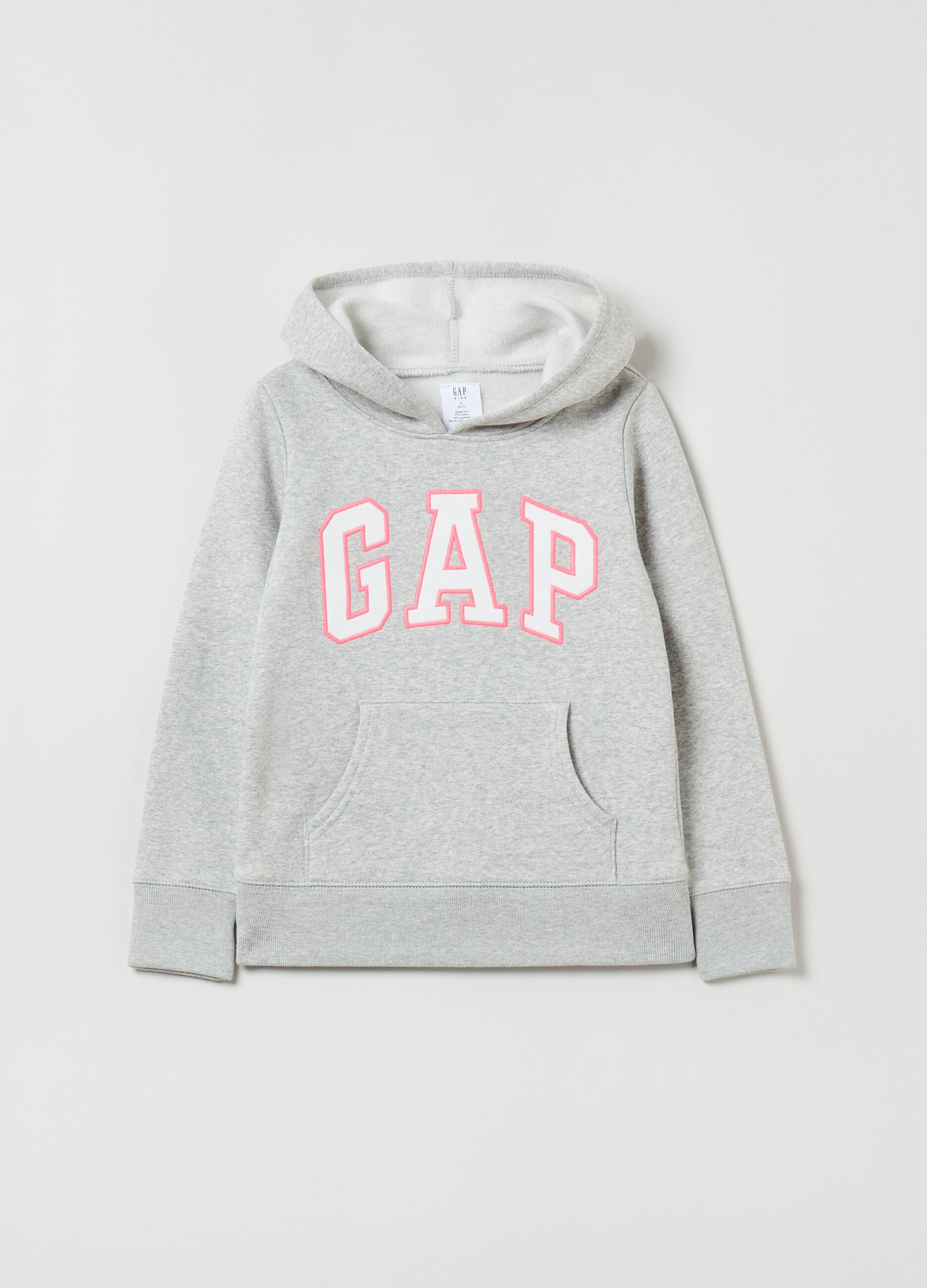 Sweatshirt with hood and logo patch