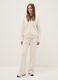 Beige cotton-blend regular fit hoodie with zip_0