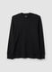 Black pure cotton long-sleeve crew-neck T-shirt, regular fit_4