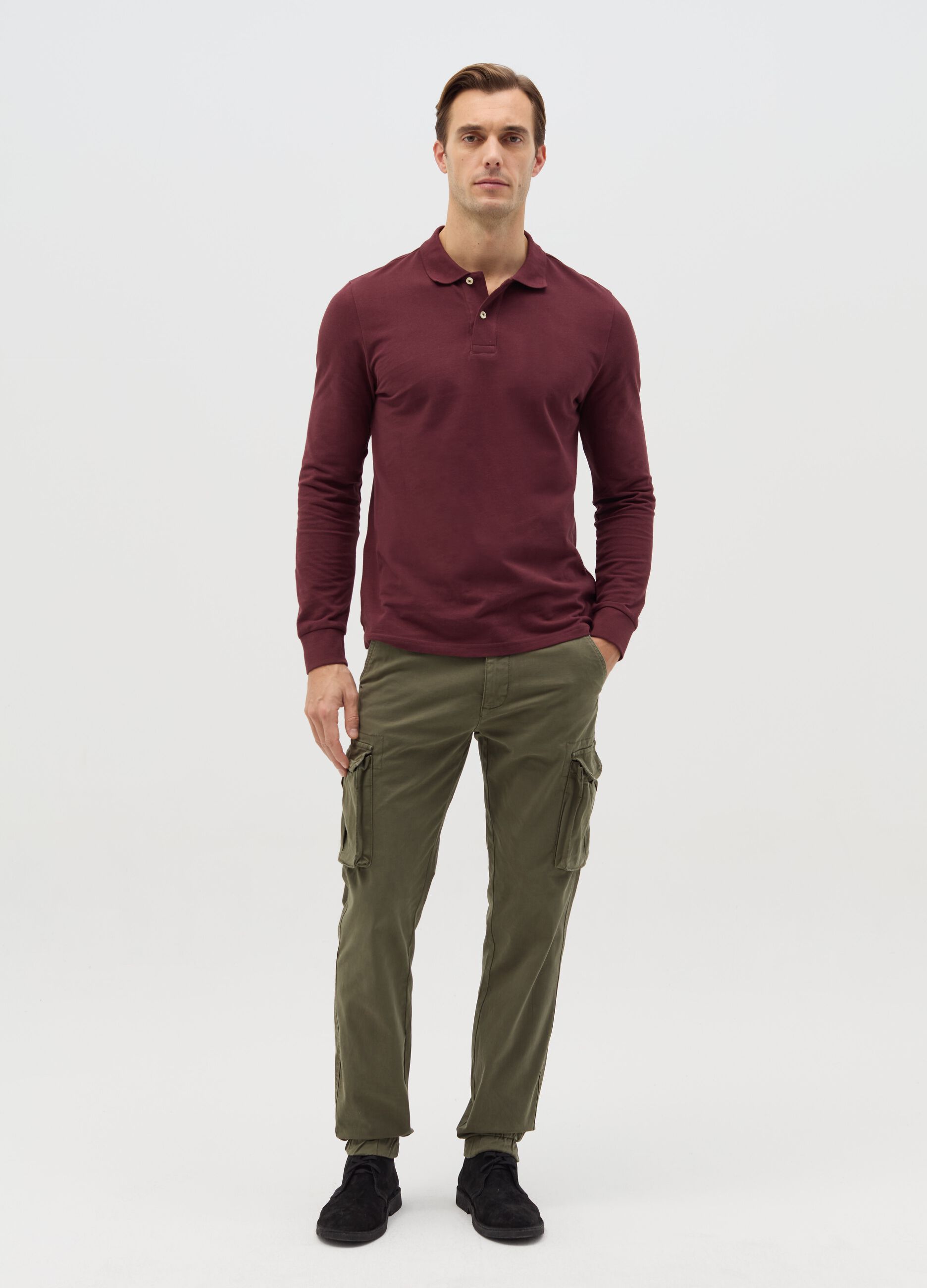 Stretch cotton cargo trousers
