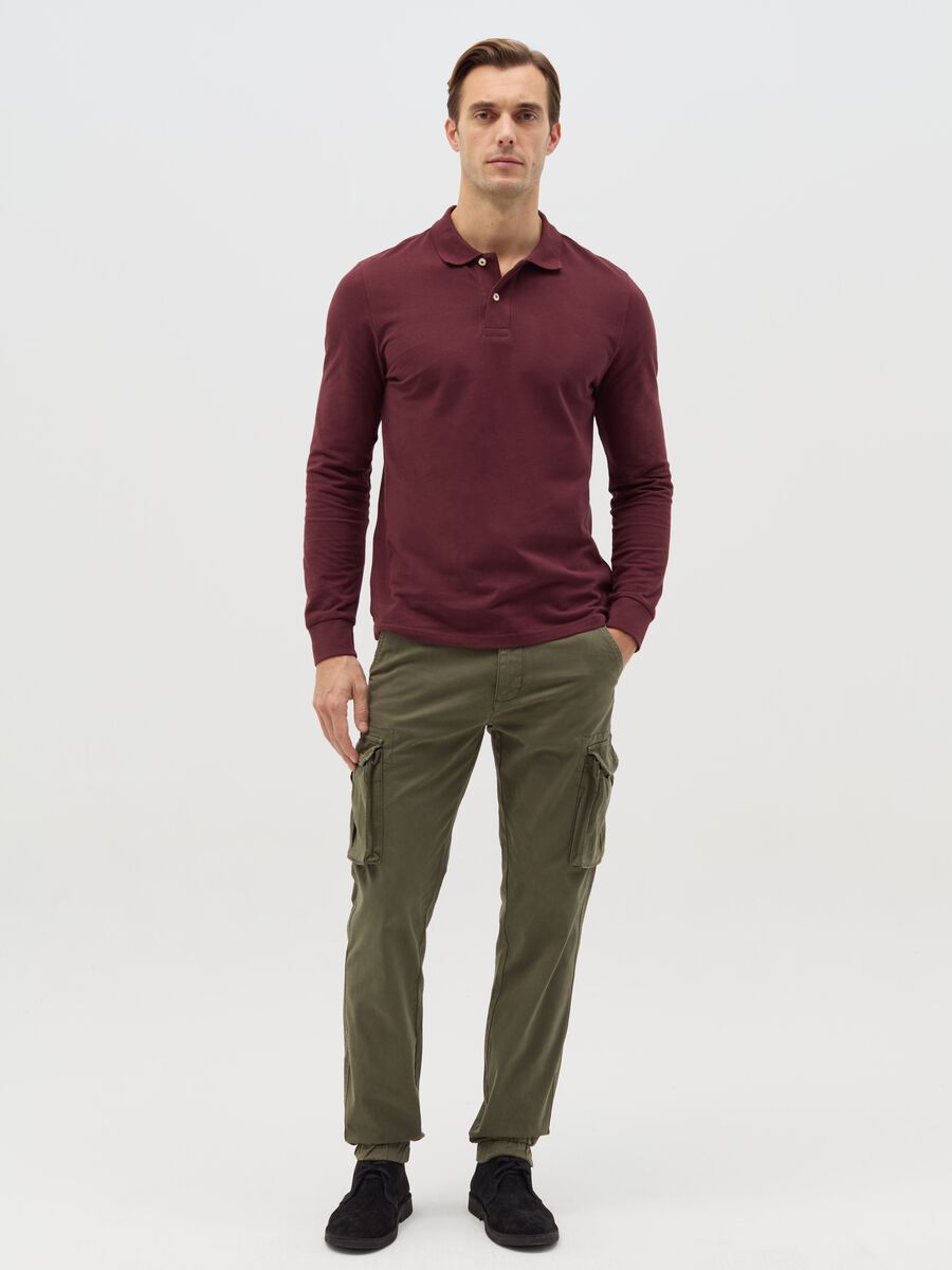 Stretch cotton cargo trousers_0
