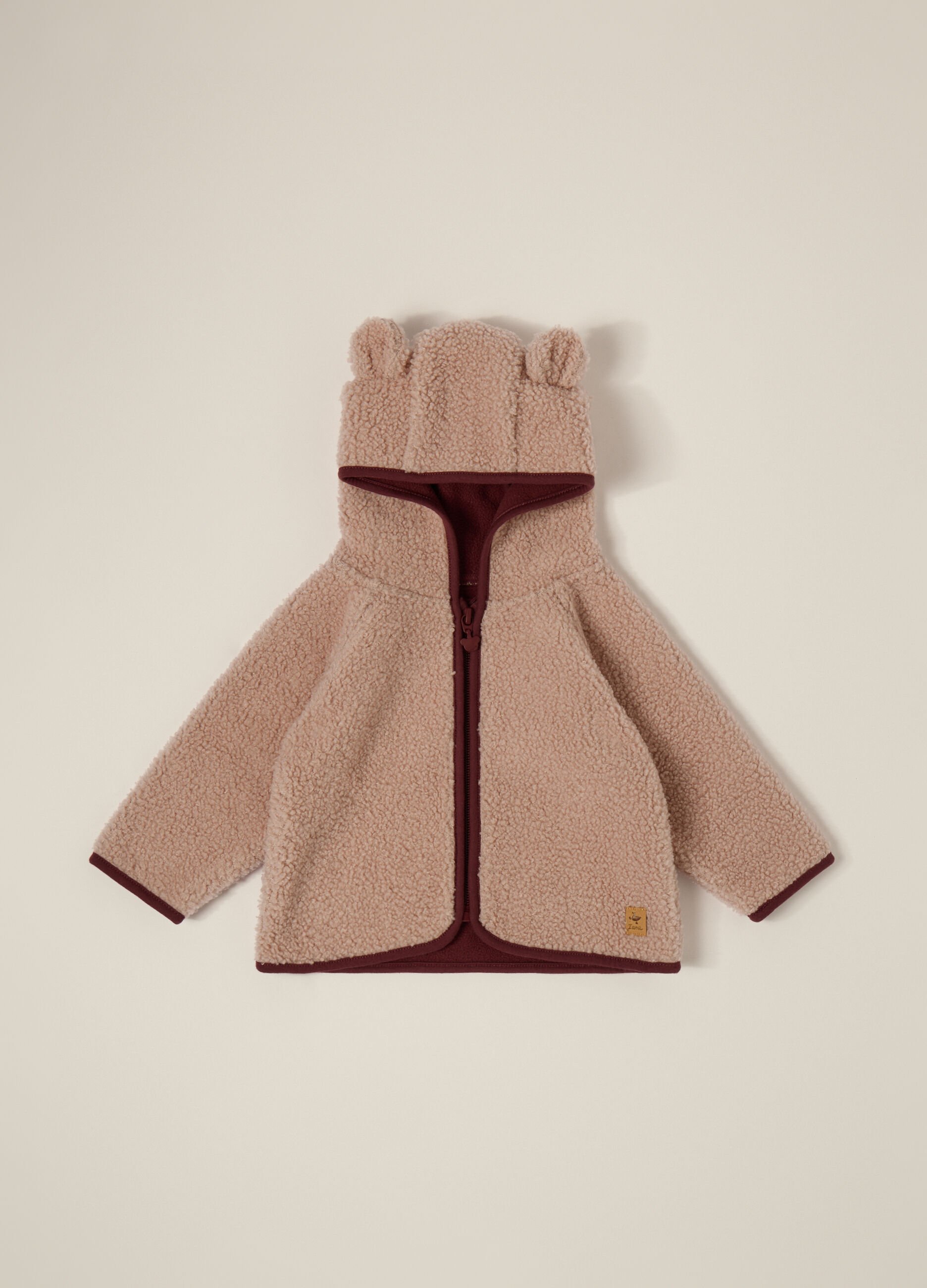 Beige Sherpa Jacket with Hood