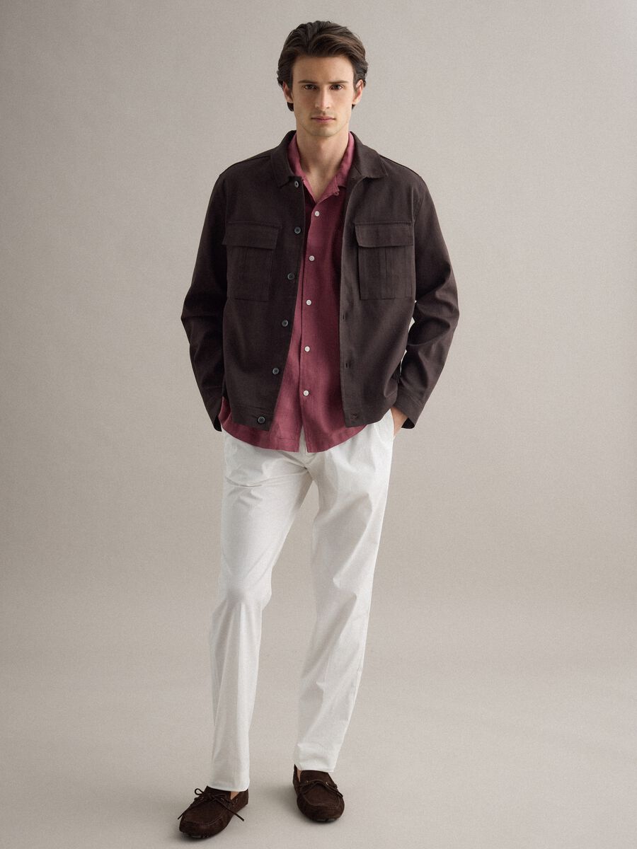 Giacca in misto cotone e lino marrone regular fit_2