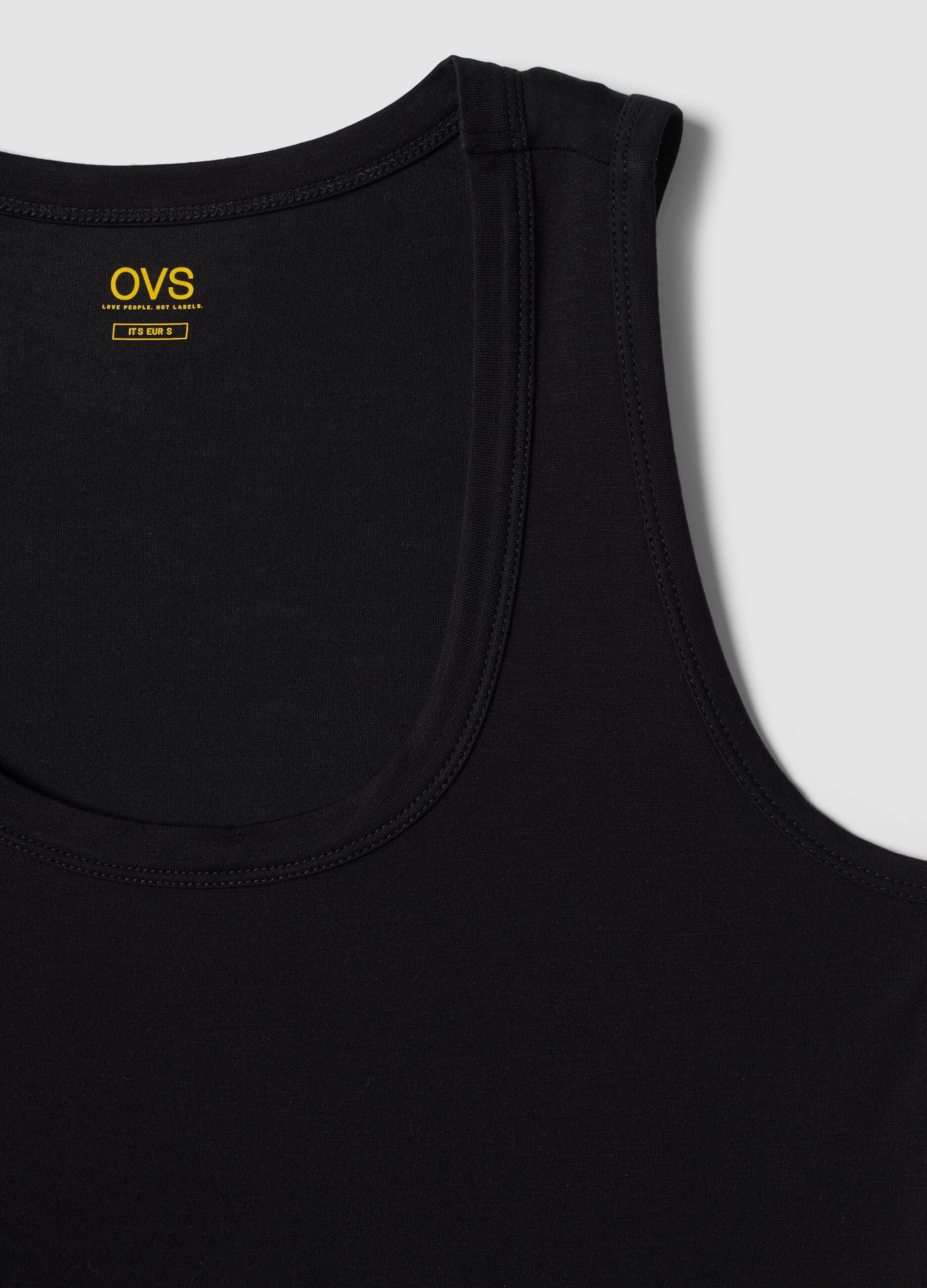 Black stretch viscose tank top