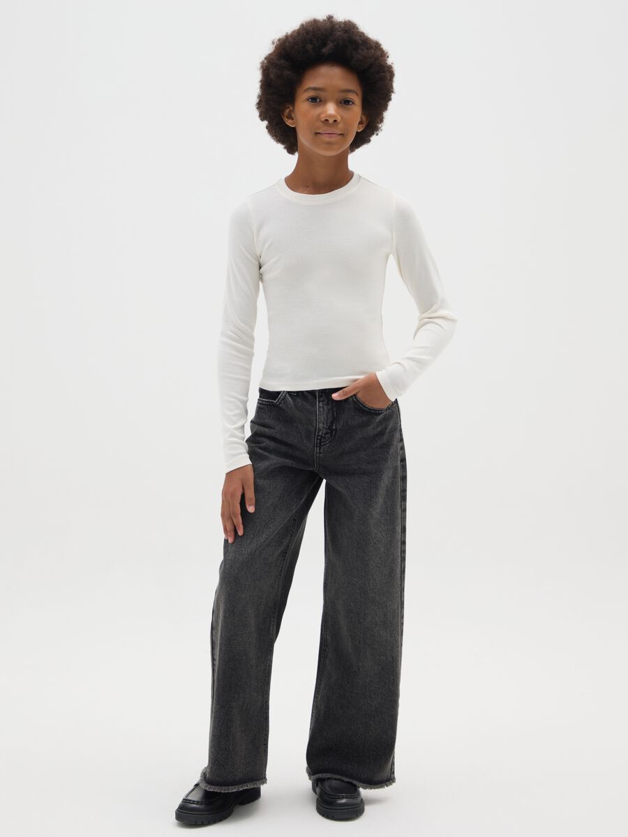 Girls' Black Pure Cotton Culotte Jeans_0