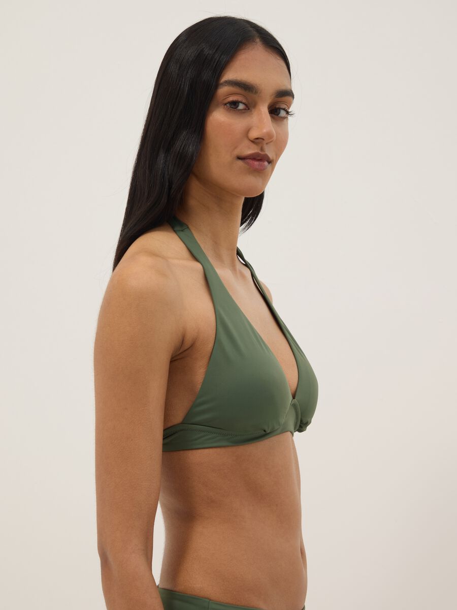 Top bikini elasticizzato verde a triangolo_3