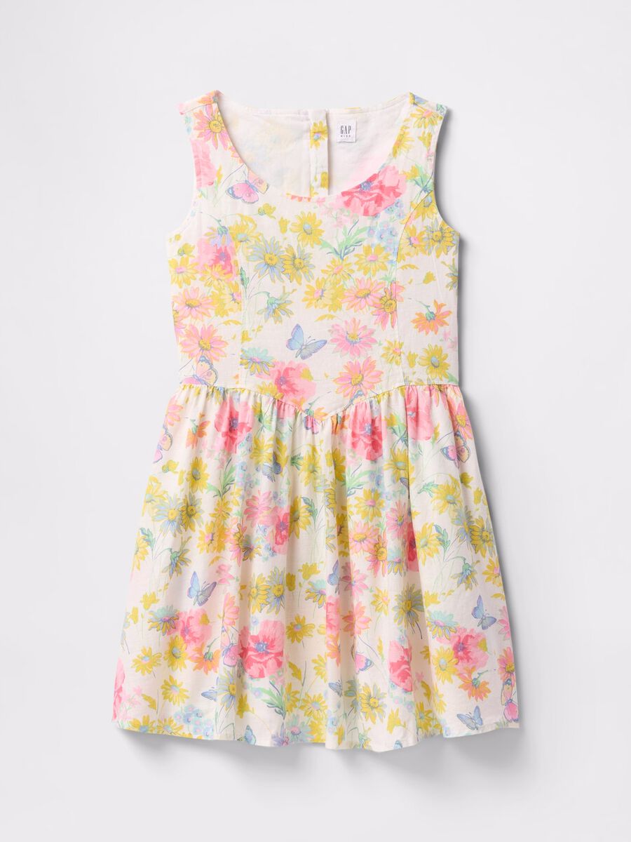 Dress with floral pattern in linen and cotton_2