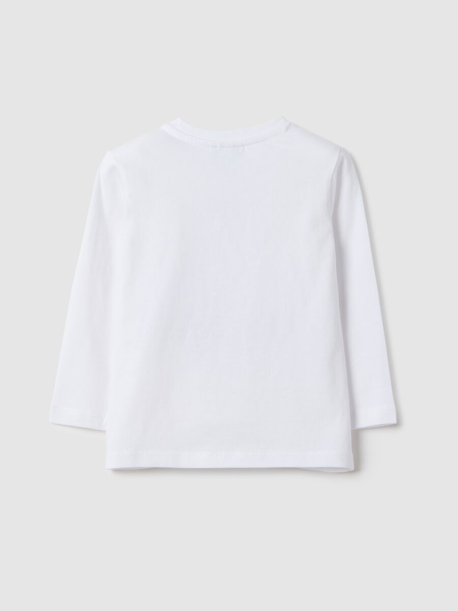 White pure cotton regular fit t-shirt with teddy bear for boys_1