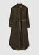 Green long dress with belt and buttons_4