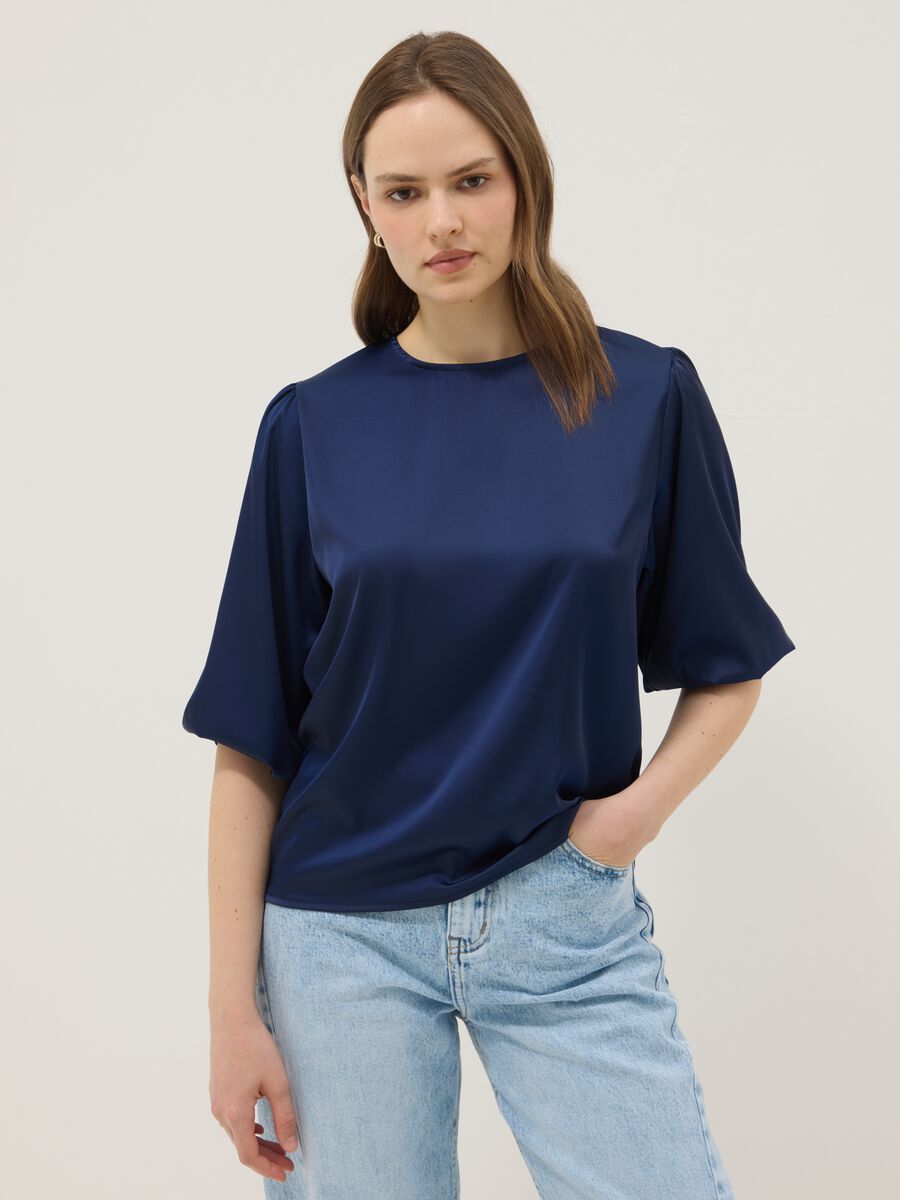 Blue top with wide sleeves, regular fit_0