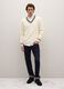 Regular fit white sweater in cotton blend with V-neck_1