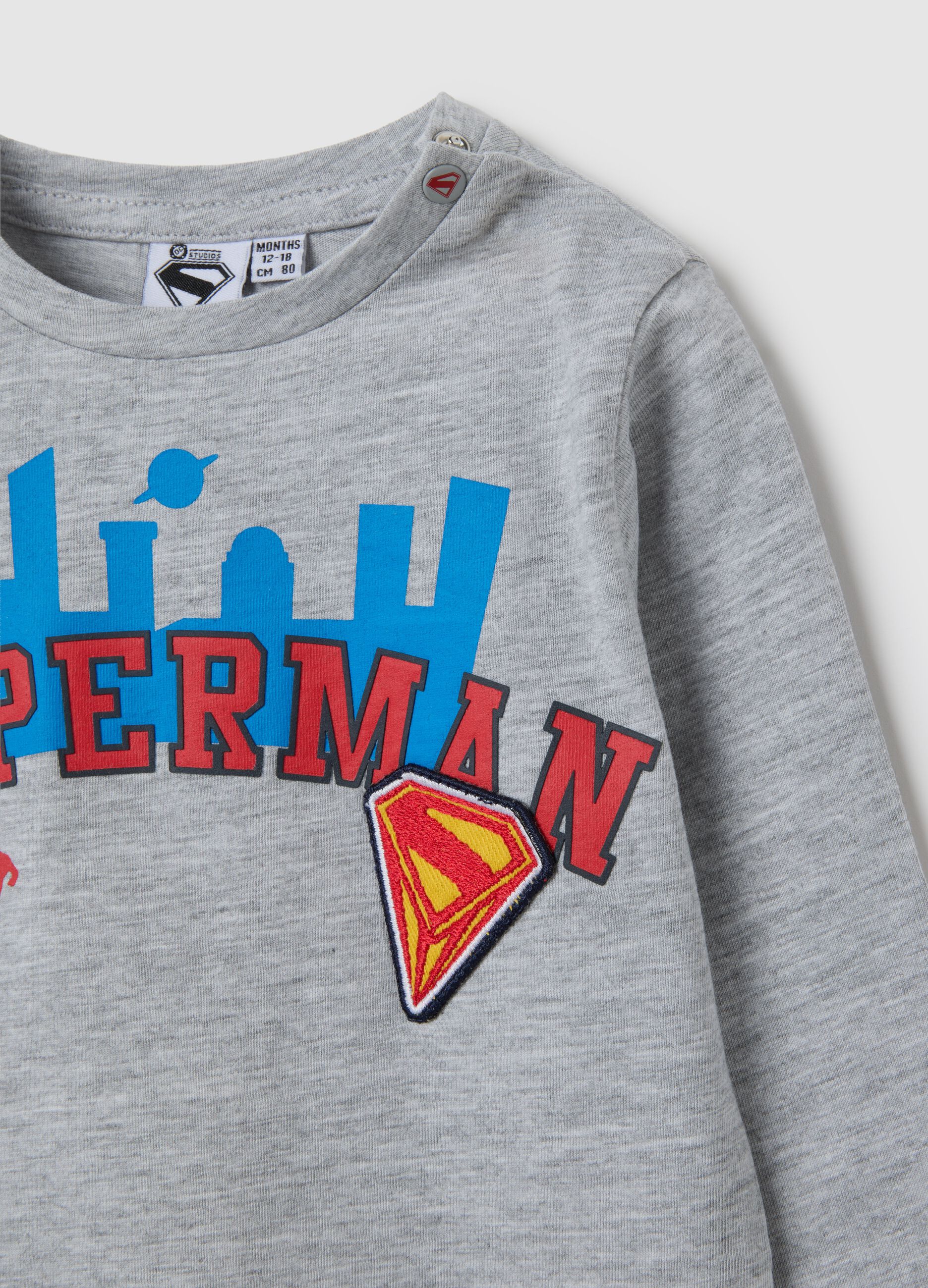 Grey cotton children's top with Superman