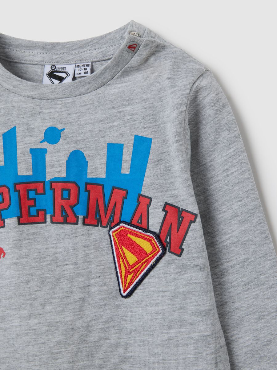 Grey cotton children's top with Superman_3