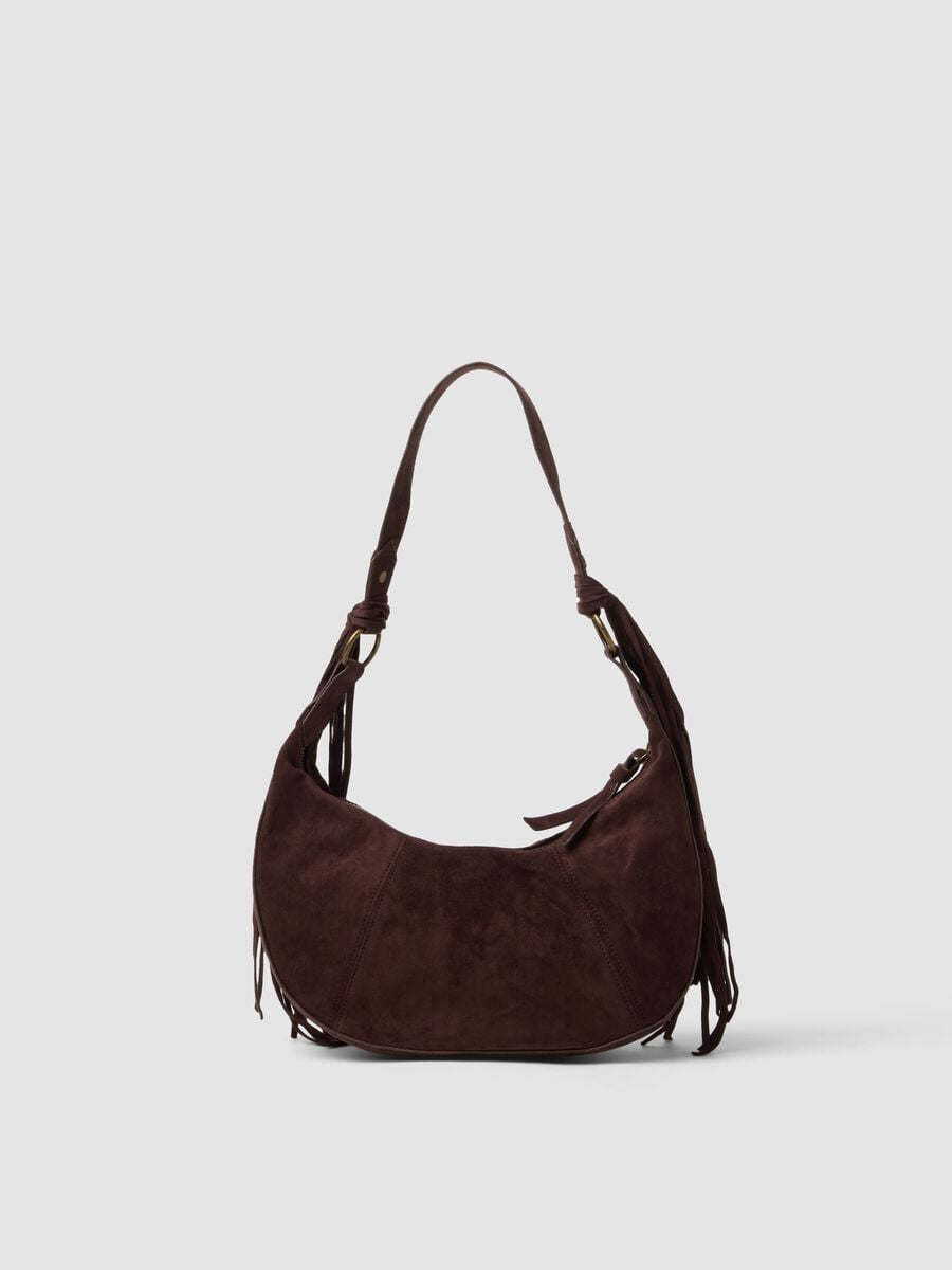 Borsa marrone a spalla con frange_1