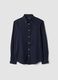 Camicia blu navy in flanella di puro cotone regular fit_0