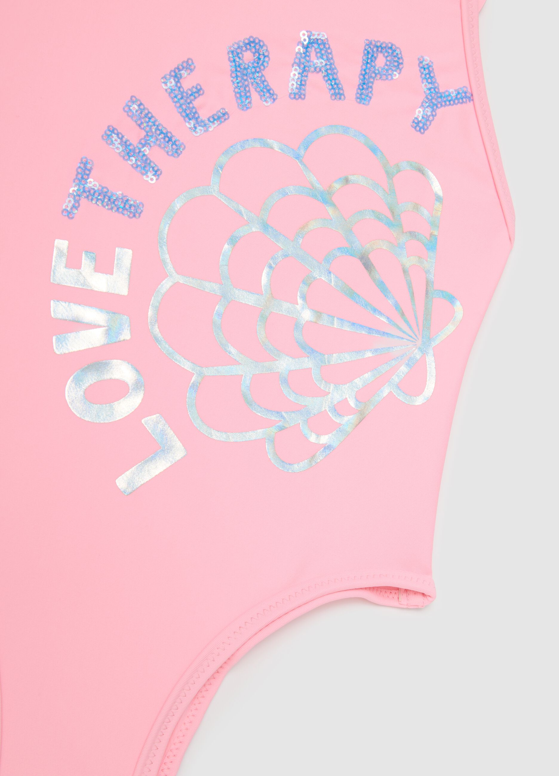 Costume intero da bambina in tessuto elasticizzato rosa