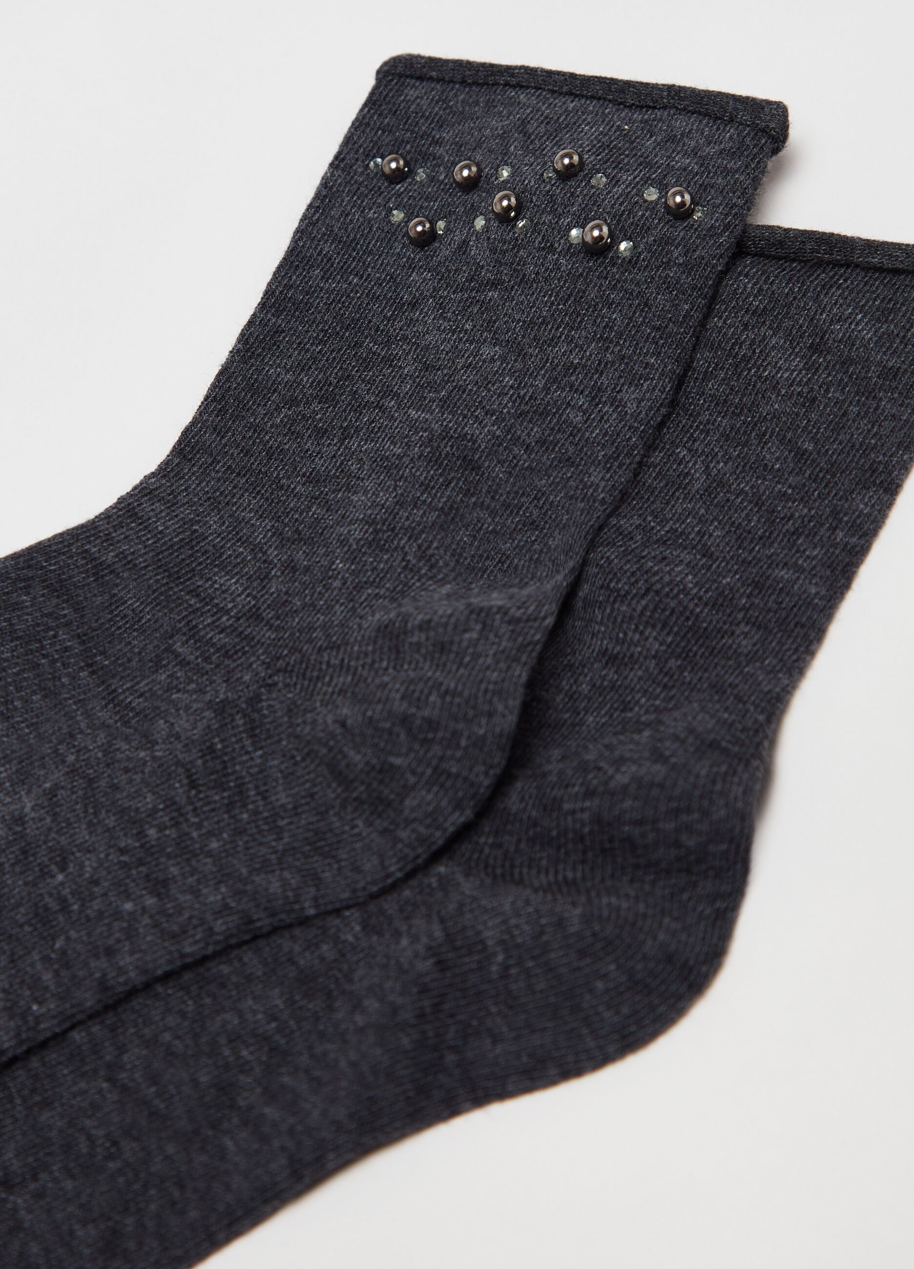 Calze corte con perline e strass