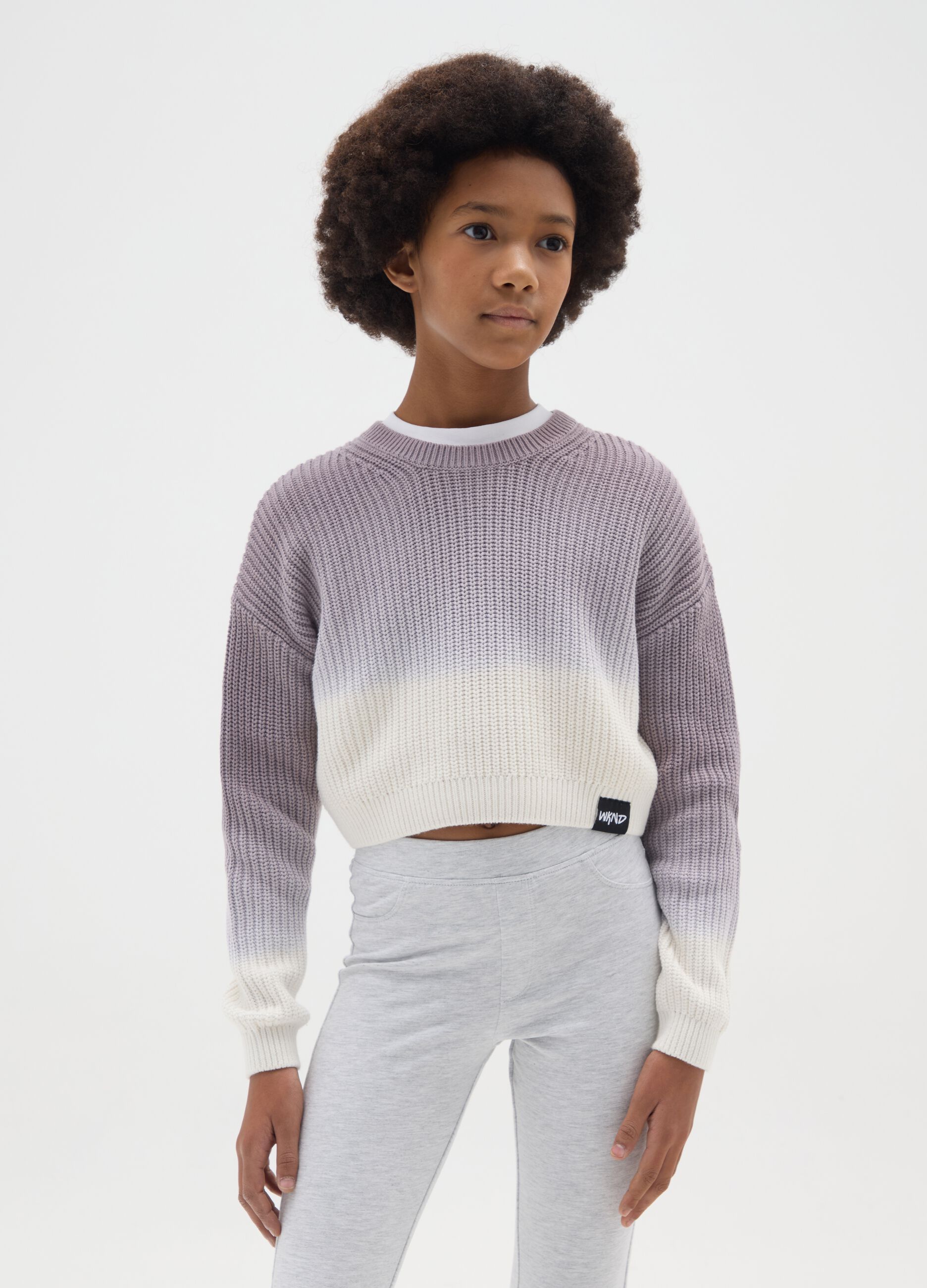Multicolour dégradé sweater for girls in pure cotton regular fit