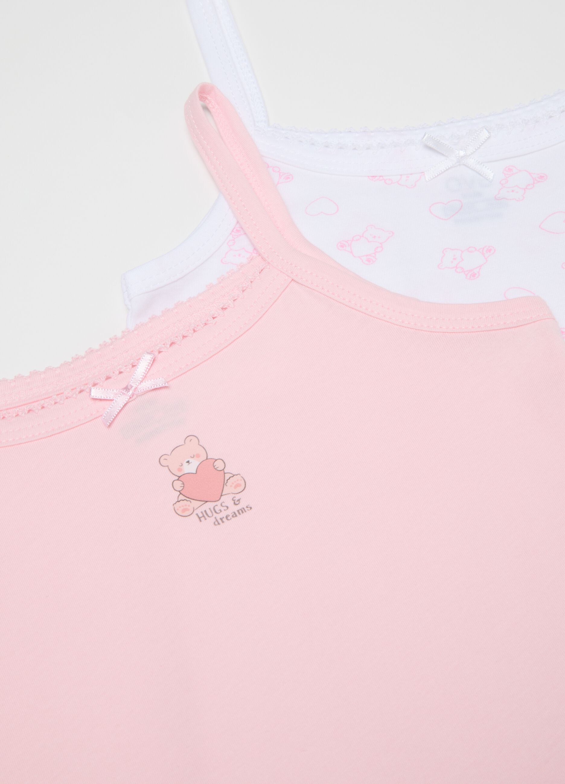 Multicolour pure cotton girls' vest twin pack
