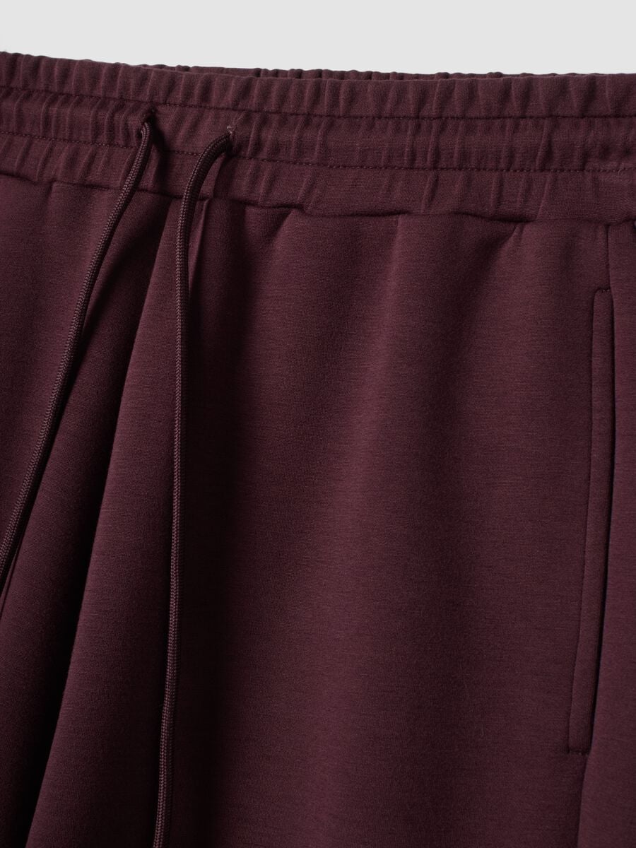Pantaloni viola wide leg in modal elasticizzato con coulisse_1