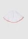 White pure cotton hat with pink trim for babies_0