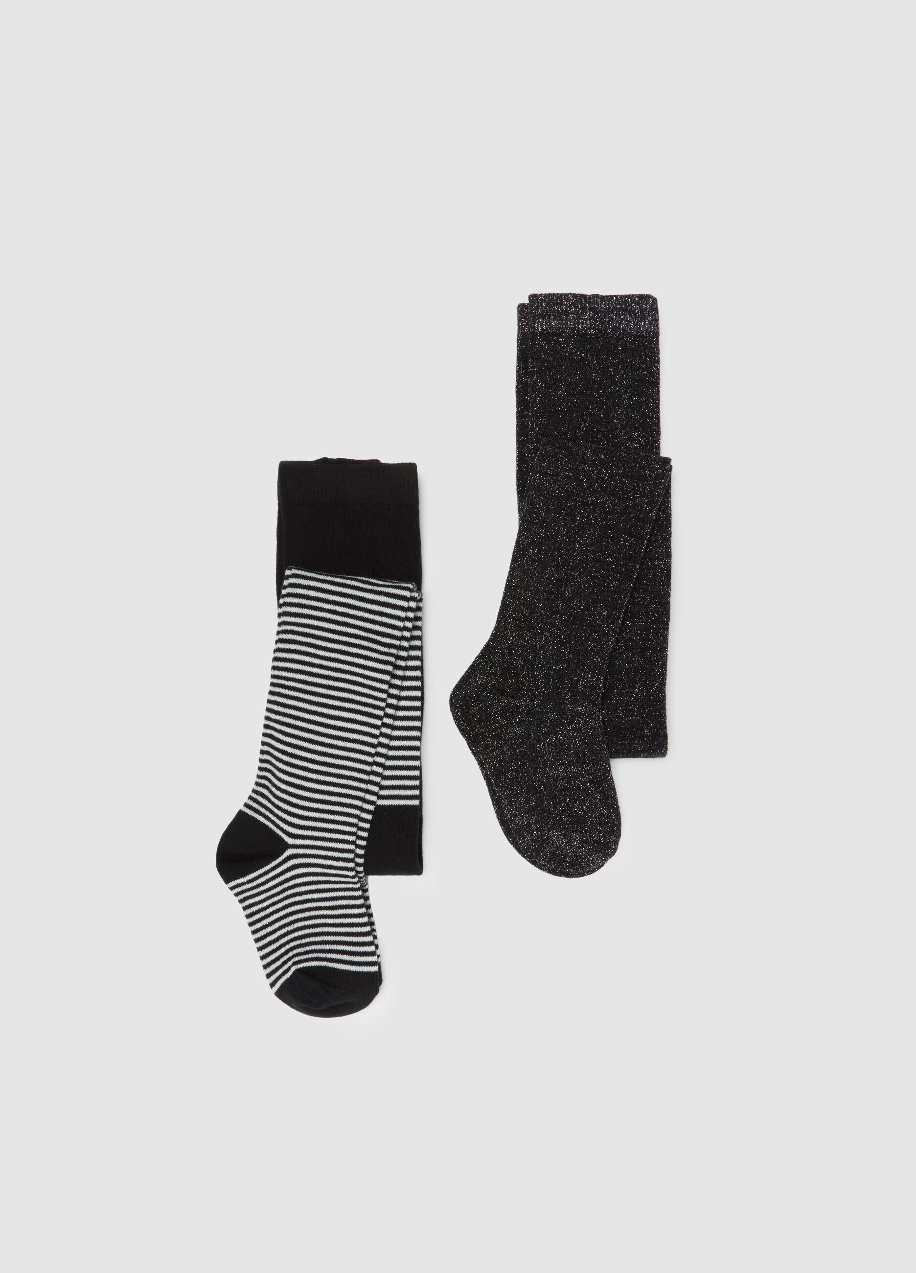 Two-Pack of Long Striped and Glitter Socks