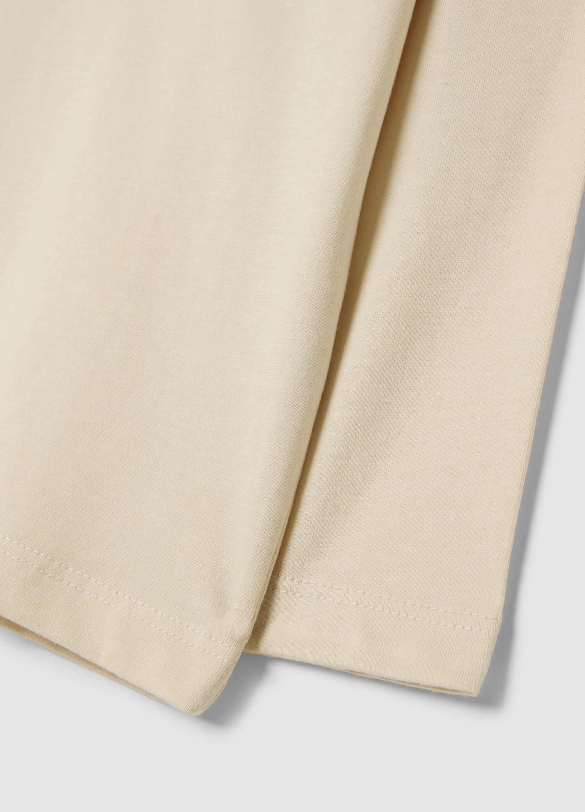 Sand-coloured organic cotton overfit T-shirt with print