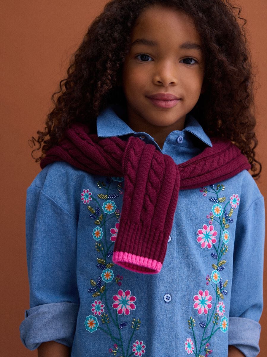 Camicia denim azzurra in puro cotone organico ricamata_1