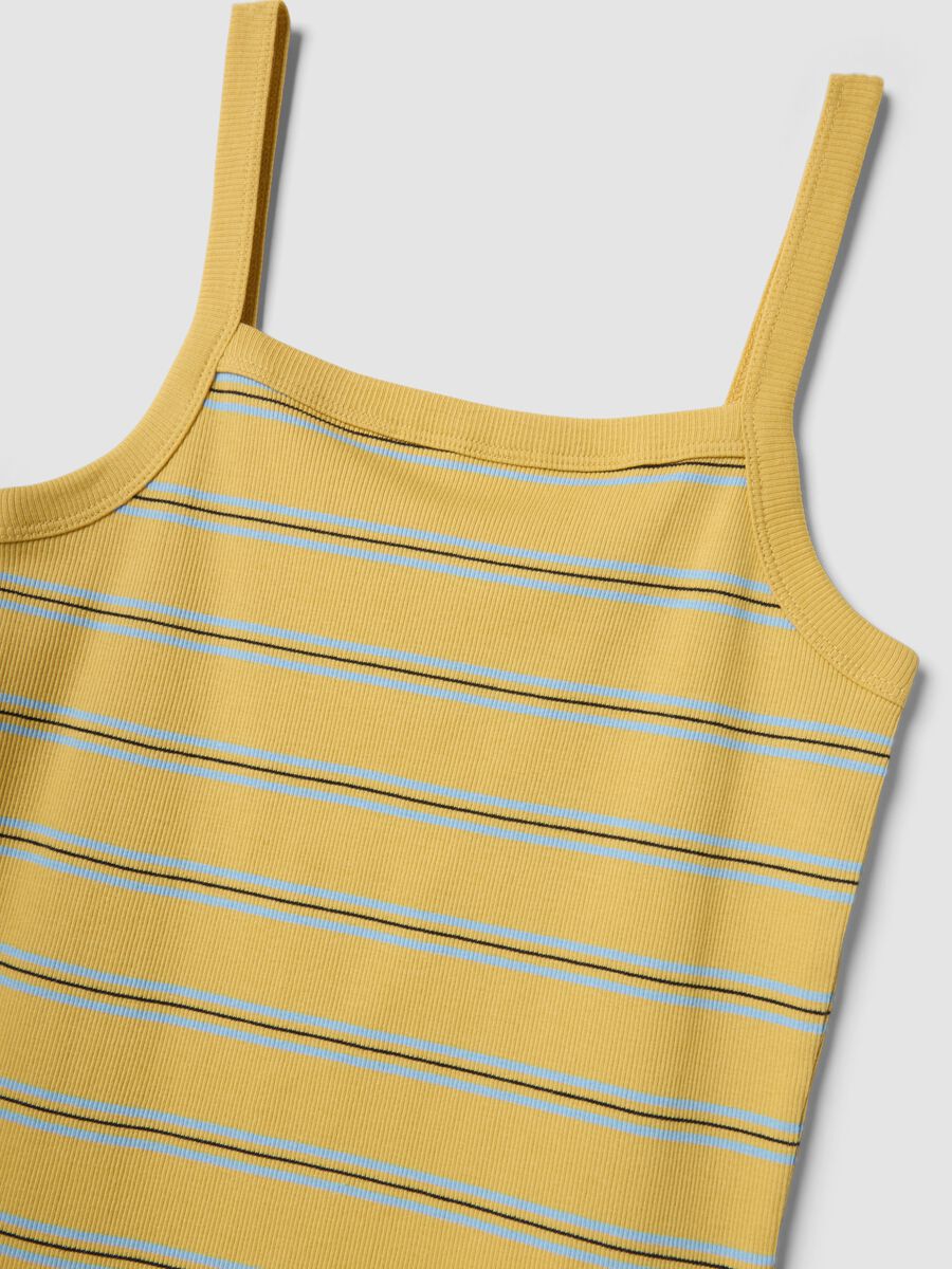 Tank top giallo in puro cotone a righe regular fit_6