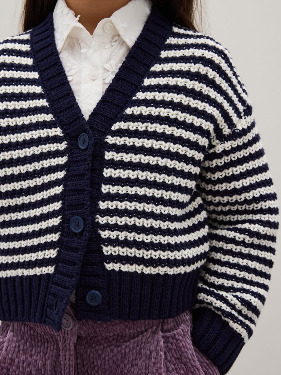 Girls' multicolour blue cotton cardigan - regular fit_2