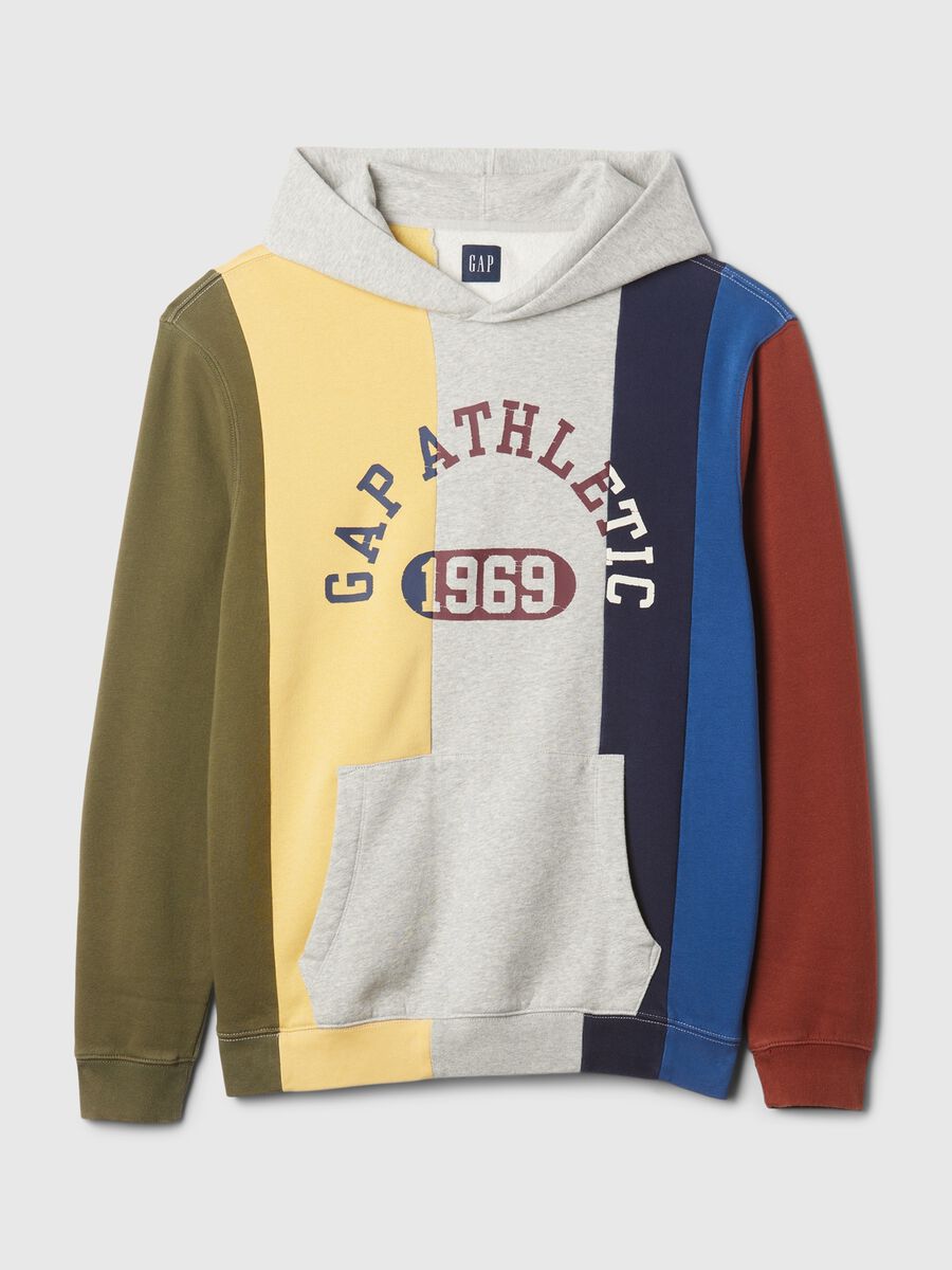 Felpa a righe con cappuccio e stampa logo_3