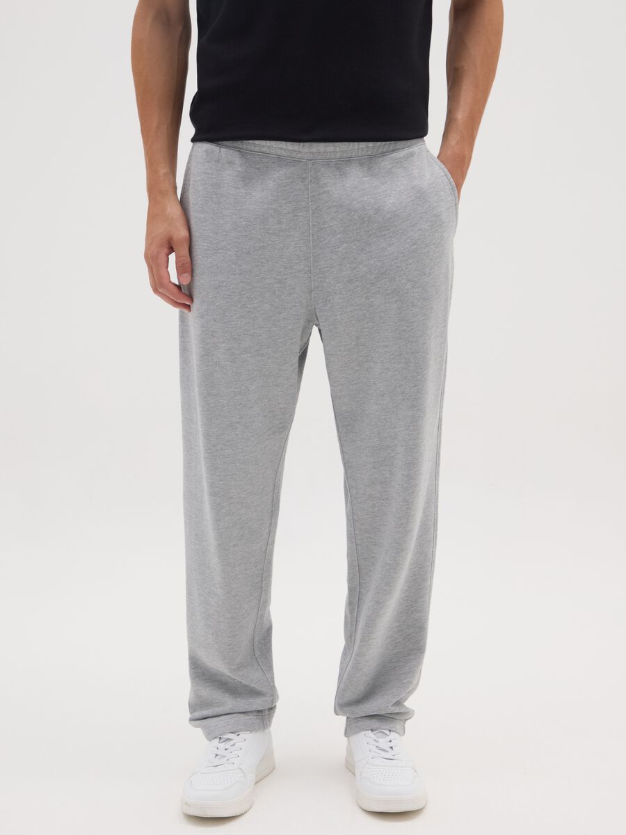 Grey pure cotton trousers with oversized fit_1
