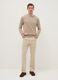 Beige crew neck pullover in regular fit cotton blend_1