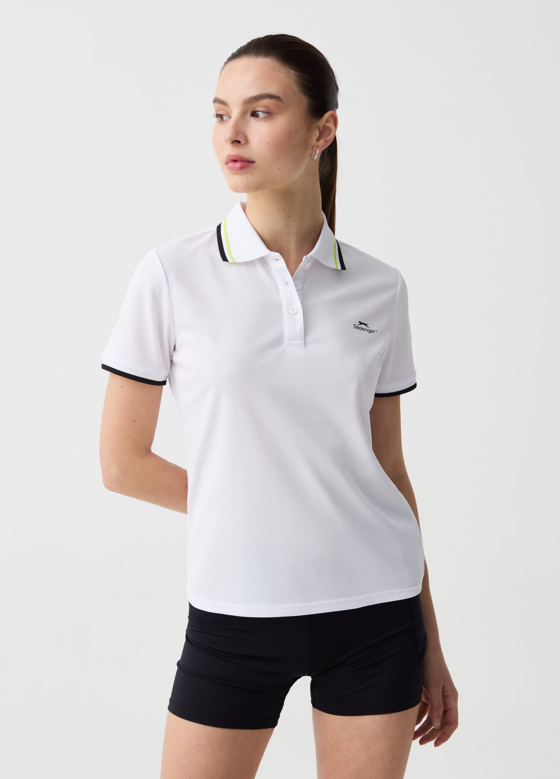 Polo da tennis con profili rigati Slazenger