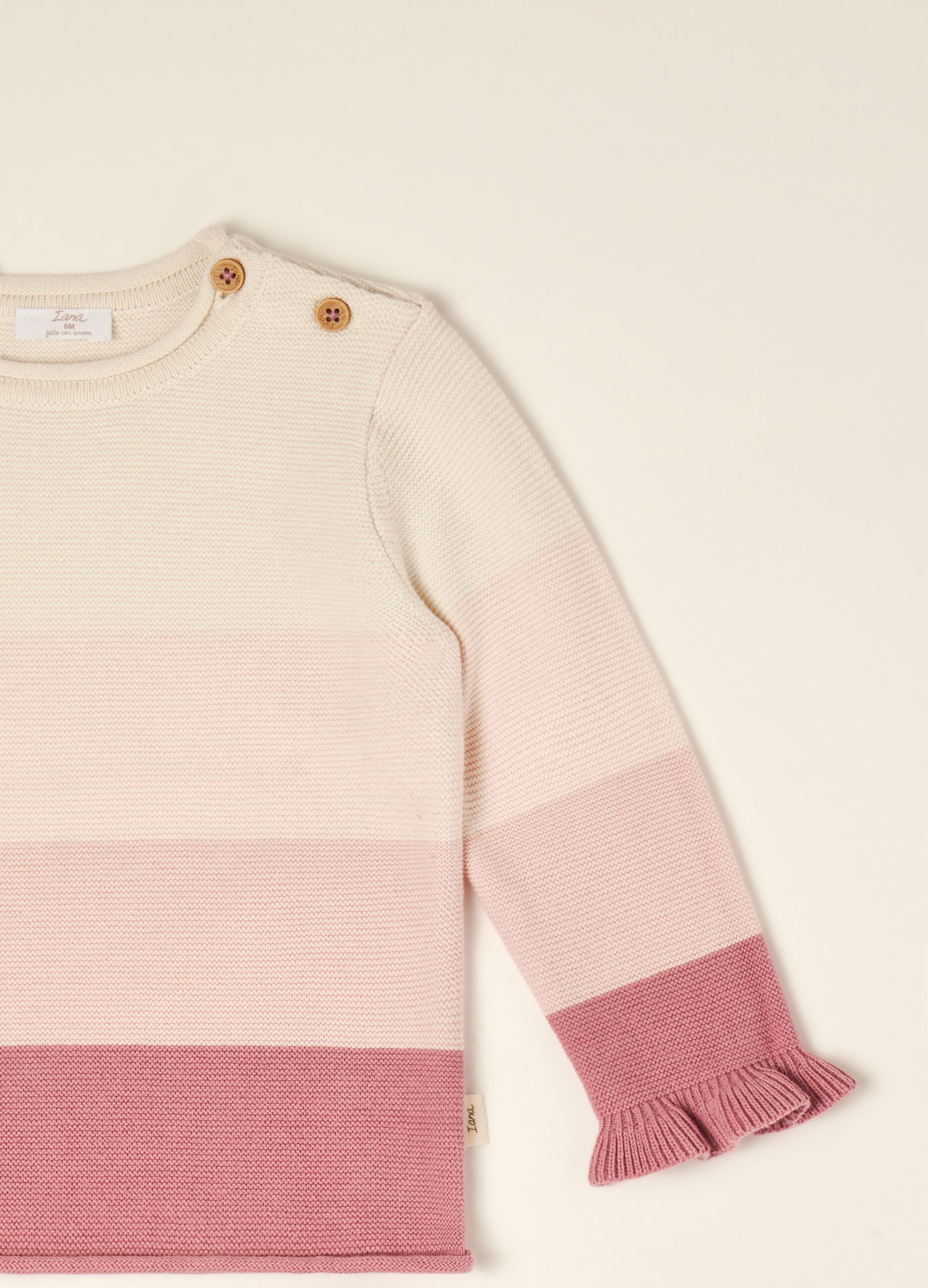 Pink pure cotton knit set with top and trousers