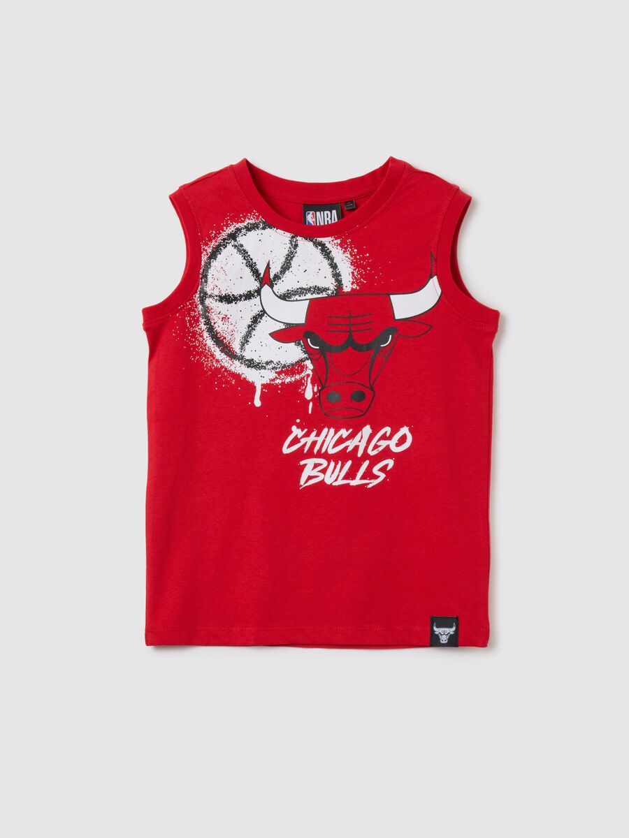 Red pure cotton regular fit child's vest with Chicago Bulls print_0
